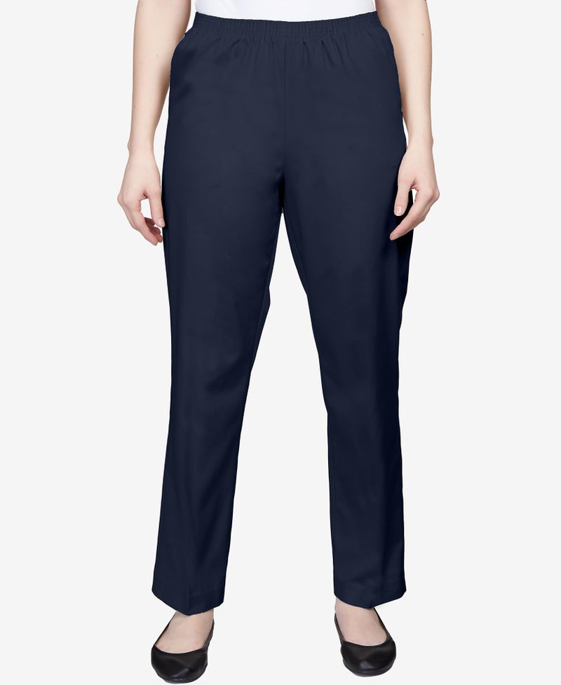 Alfred Dunner Womens Soft Twill Mid-Rise Regular Fit Straight Leg Regular Length Casual Pant Navy Size 10 - Image 5